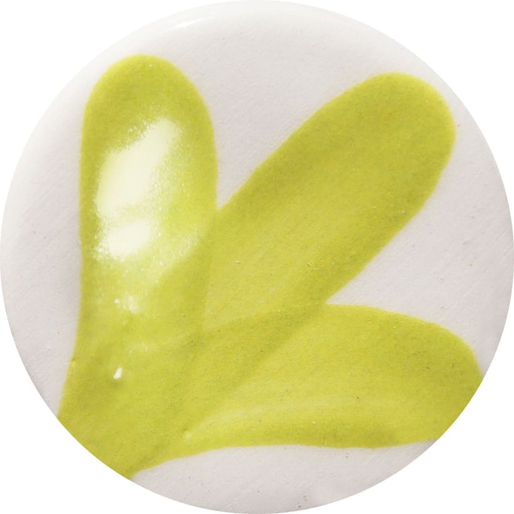Chrysanthos One Stroke Pottery Underglaze Ceramic Round Tile Lime Green