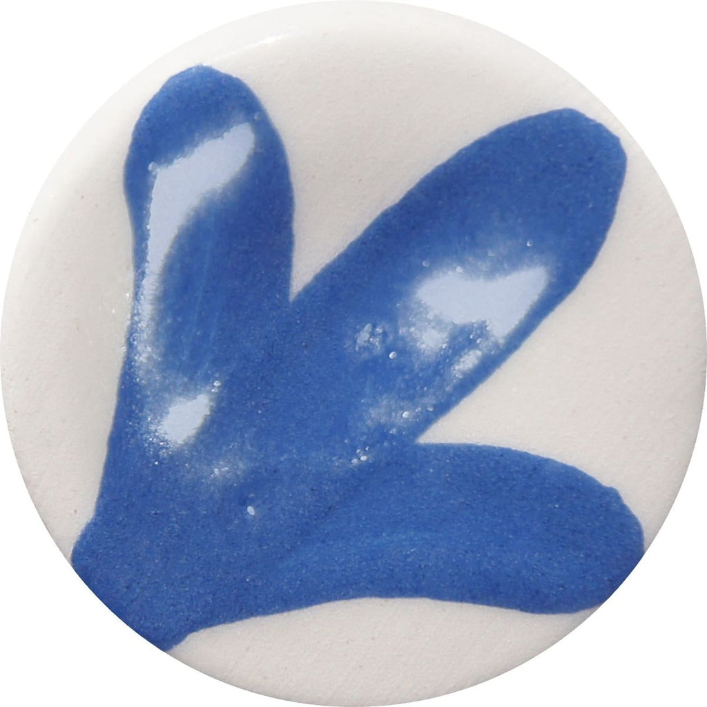 Chrysanthos One Stroke Pottery Underglaze Ceramic Round Tile Wedgewood Blue